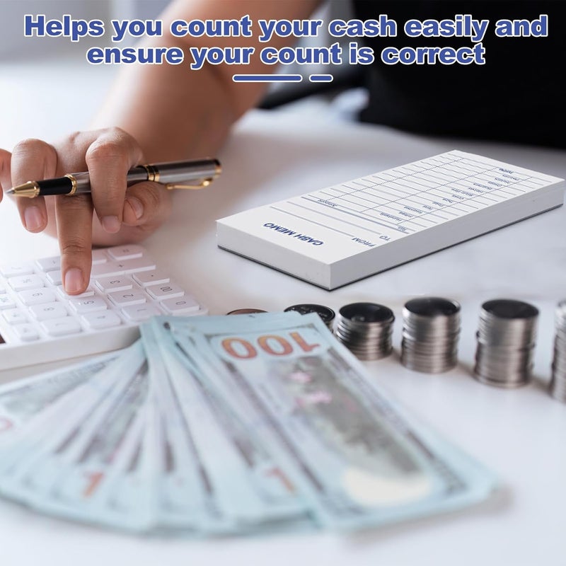 Eaasty 1000 Sheet Cash Memo 2.75 x 6.25 Inch Currency Coin Counting Record Sheets Record Keeping Bank Deposit Forms Padded Form Bank Cash Bill System Pads Deposit Slips with to and from Details - Image 3